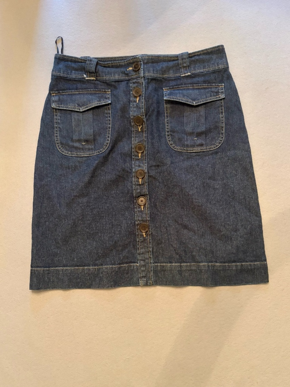 Forth & Towne Allegory Dark Wash Button Front Denim Stretch Skirt 10